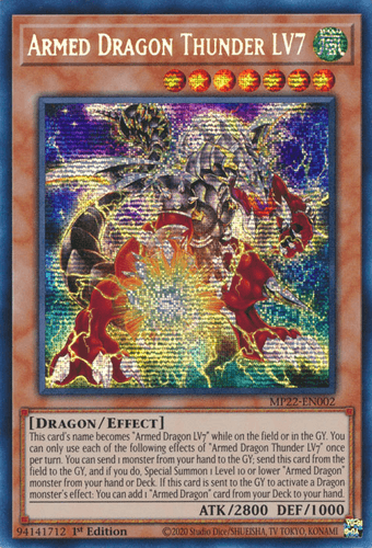 Armed Dragon Thunder LV7 - MP22-EN002 Prismatic Secret Rare 1st Edition