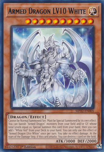 Armed Dragon LV10 White - MP22-EN005 Rare 1st Edition