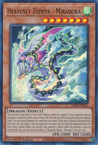 Heavenly Zephyr - Miradora - MP22-EN016 Ultra Rare 1st Edition