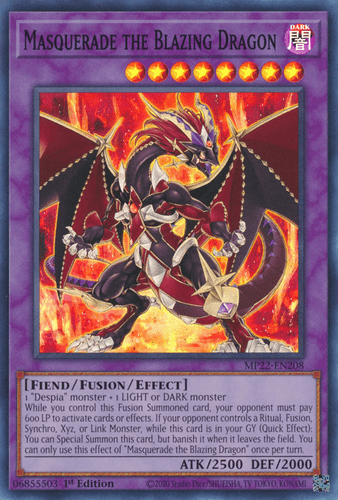 Masquerade the Blazing Dragon - MP22-EN208 Super Rare 1st Edition