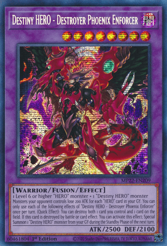 Destiny HERO - Destroyer Phoenix Enforcer - MP22-EN209 Prismatic Secret Rare 1st Edition