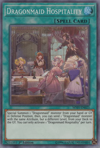 Dragonmaid Hospitality - MYFI-EN023 Super Rare 1st Edition