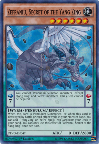 Zefraniu, Secret of the Yang Zing - PEVO-EN047 Super Rare 1st Edition