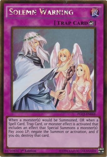 Solemn Warning - PGL2-EN068 Gold Rare Unlimited