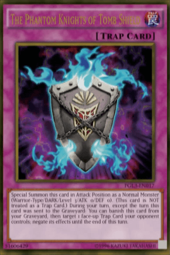 The Phantom Knights of Tomb Shield - PGL3-EN017 Gold Secret Rare 1st Edition