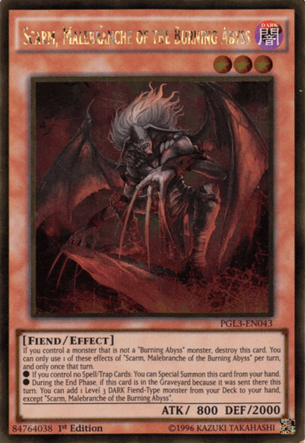Scarm, Malebranche of the Burning Abyss - PGL3-EN043 Gold Rare 1st Edition
