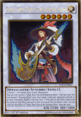 Virgil, Rock Star of the Burning Abyss - PGL3-EN061 Gold Rare 1st Edition