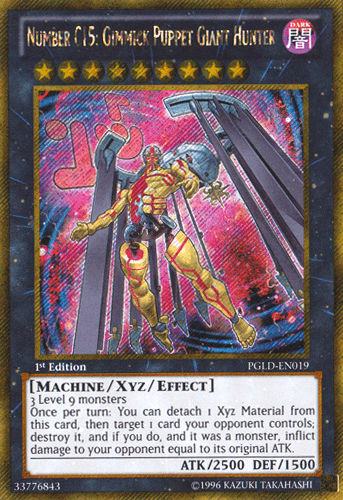 Number C15: Gimmick Puppet Giant Hunter - PGLD-EN019 Gold Secret Rare Unlimited