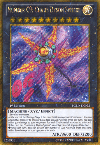 Number C9: Chaos Dyson Sphere - PGLD-EN022 Gold Secret Rare Unlimited
