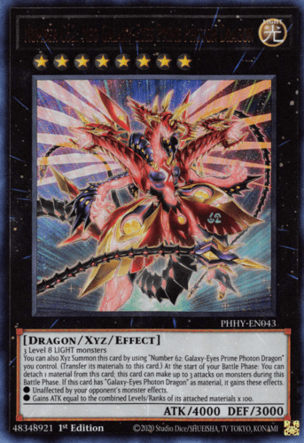 Number C62: Neo Galaxy-Eyes Prime Photon Dragon - PHHY-EN043 Ultra Rare 1st Edition