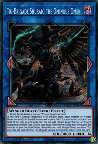 Tri-Brigade Shuraig the Ominous Omen - PHRA-EN048 Secret Rare 1st Edition
