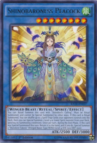 Shinobaroness Peacock - RATE-EN037 Rare 1st Edition