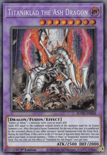 Titaniklad the Ash Dragon - ROTD-EN038 Secret Rare 1st Edition
