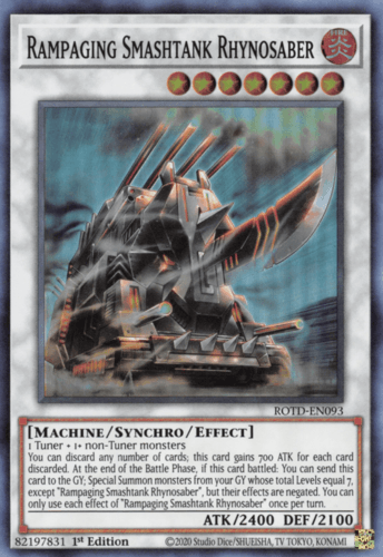 Rampaging Smashtank Rhynosaber - ROTD-EN093 Super Rare 1st Edition