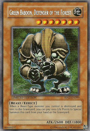 Green Baboon, Defender of the Forest - RP02-EN099 Secret Rare Unlimited