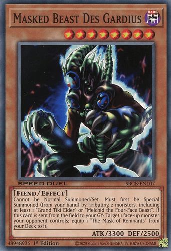 Masked Beast Des Gardius - SBCB-EN107 Secret Rare 1st Edition