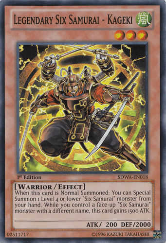 Legendary Six Samurai - Kageki - SDWA-EN018 Super Rare 1st Edition