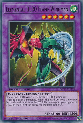 Elemental HERO Flame Wingman - SGX1-ENA21 Secret Rare 1st Edition