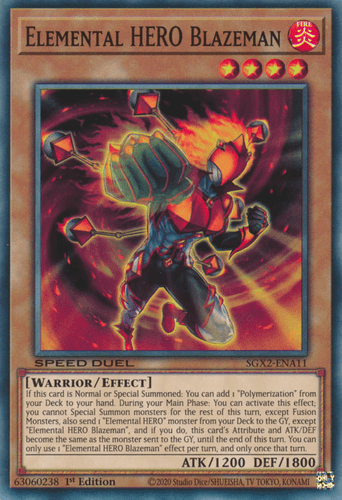 Elemental HERO Blazeman - SGX2-ENA11 Common 1st Edition