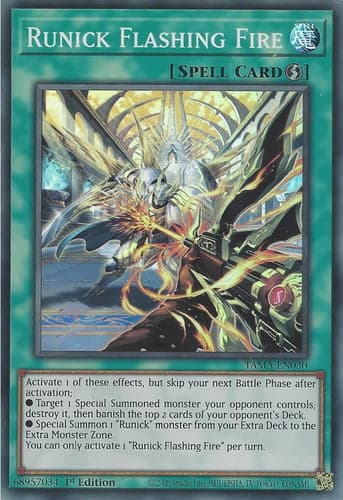 Runick Flashing Fire - TAMA-EN030 Super Rare 1st Edition