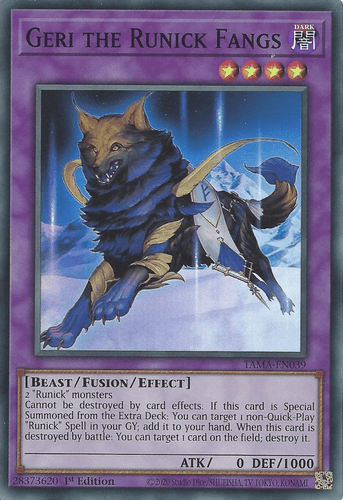 Geri the Runick Fangs - TAMA-EN039 Super Rare 1st Edition