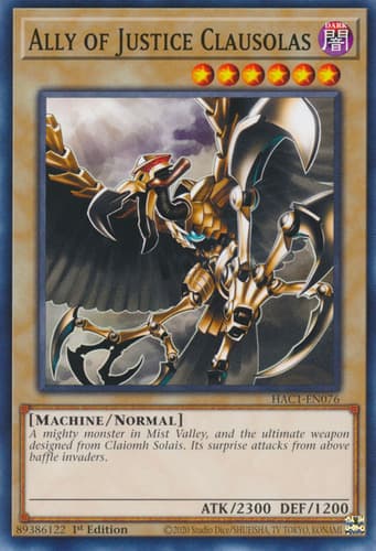 Ally of Justice Clausolas - DT01-EN023 Duel Terminal Normal Parallel Rare Limited Edition