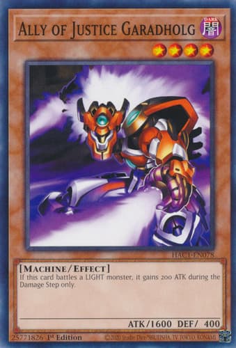 Ally of Justice Garadholg - DT01-EN024 Duel Terminal Normal Parallel Rare Limited Edition