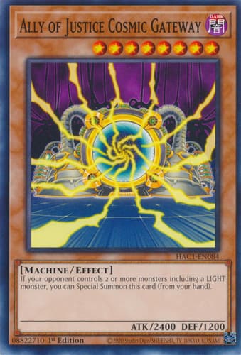 Ally of Justice Cosmic Gateway - DT02-EN028 Duel Terminal Super Parallel Rare Limited Edition