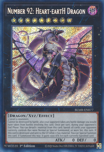 Number 92: Heart-eartH Dragon - BLMR-EN077 Quarter Century Secret Rare 1st Edition