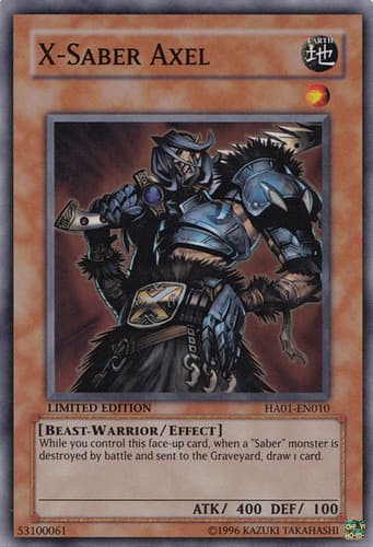 X-Saber Axel - DT01-EN019 Duel Terminal Normal Parallel Rare Limited Edition