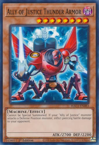 Ally of Justice Thunder Armor - DT02-EN027 Duel Terminal Rare Parallel Rare Limited Edition