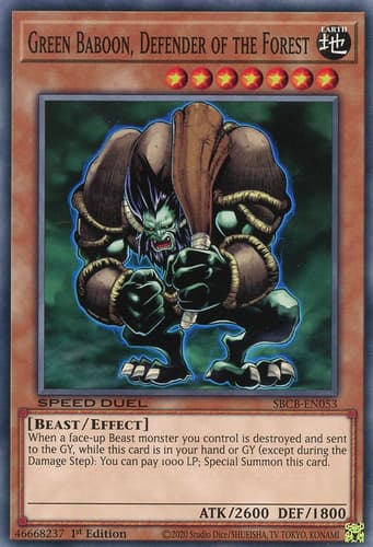Green Baboon, Defender of the Forest - DT03-EN057 Duel Terminal Normal Parallel Rare Limited Edition