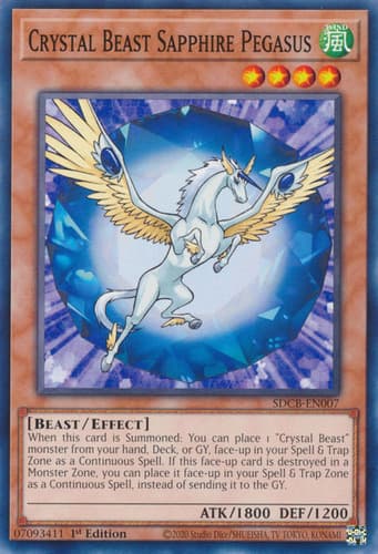 Crystal Beast Sapphire Pegasus - DTP1-EN028 Duel Terminal Normal Parallel Rare Limited Edition
