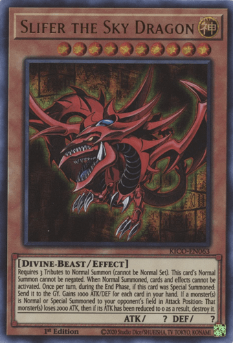 Slifer the Sky Dragon - KICO-EN063 Secret Pharaoh’s Rare 1st Edition