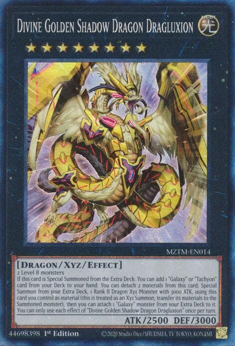 Divine Golden Shadow Dragon Dragluxion - MZTM-EN014 Collector's Rare 1st Edition