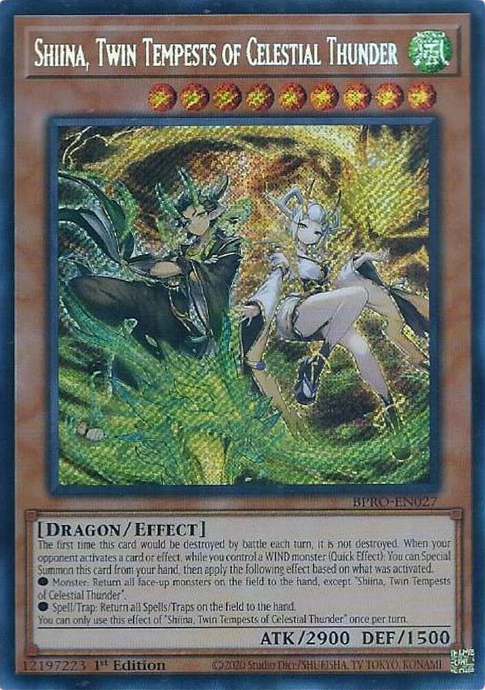 Shiina, Twin Tempests of Celestial Thunder - BPRO-EN027 Secret Rare 1st Edition